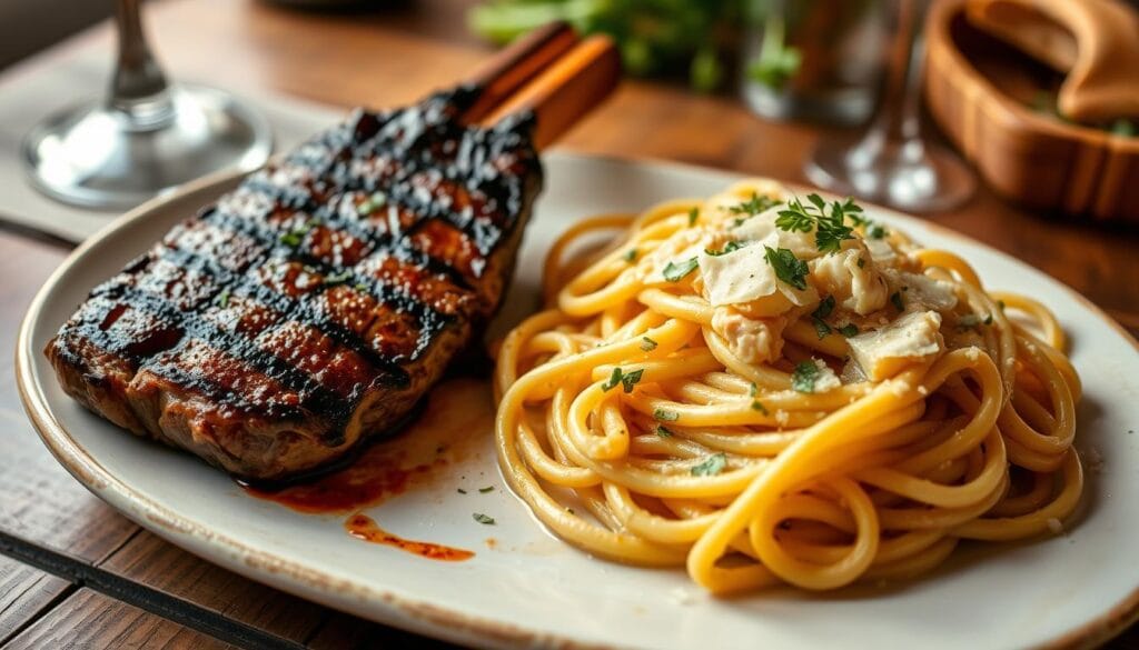 steak and pasta dishes