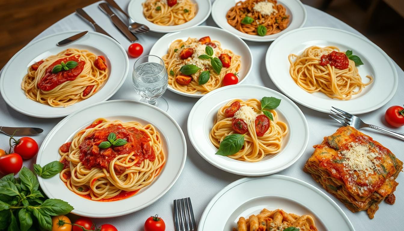 Plate of creamy fettuccine Alfredo topped with parsley served alongside garlic bread, highlighting a classic pasta recipe from the collection of easy pasta recipes.