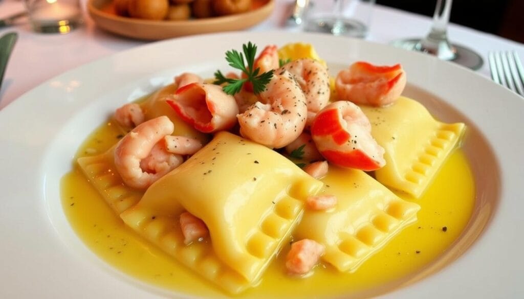 Lobster ravioli with butter sauce