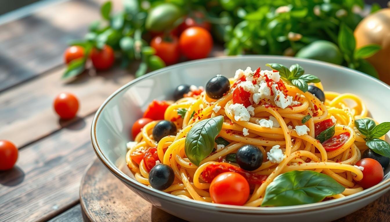 Vegetarian Mediterranean Pasta: Taste the Difference 1 Vegetarian Mediterranean pasta