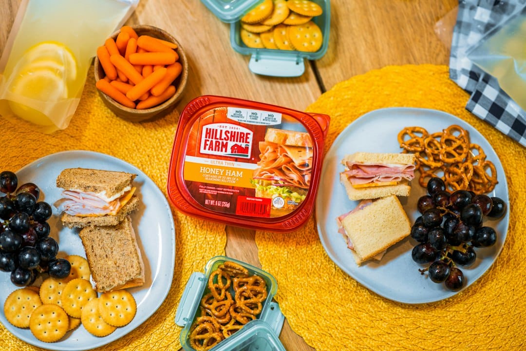 Compartment school lunchbox with familiar foods packed separately for a picky eater